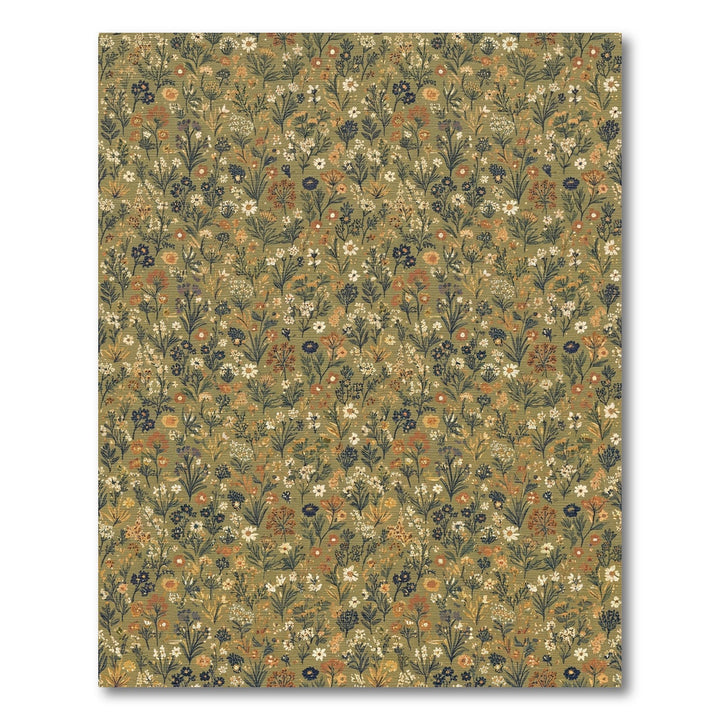 Earthy Green Wildflower Meadow Rug