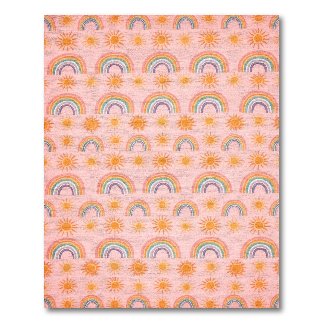 Pink Rainbow Kids Washable Area Rug