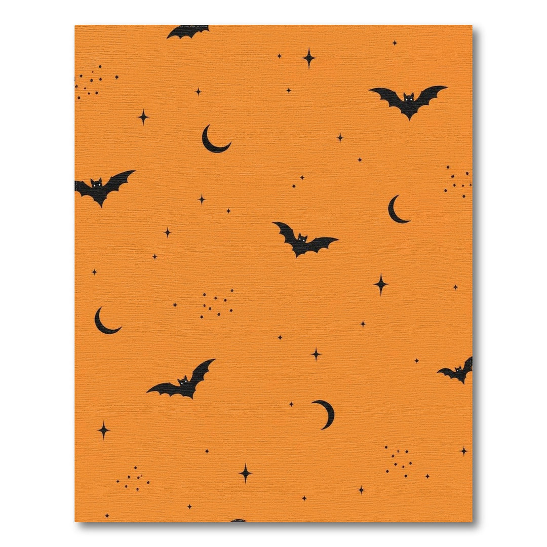 Orange Halloween Bats Washable Area Rug