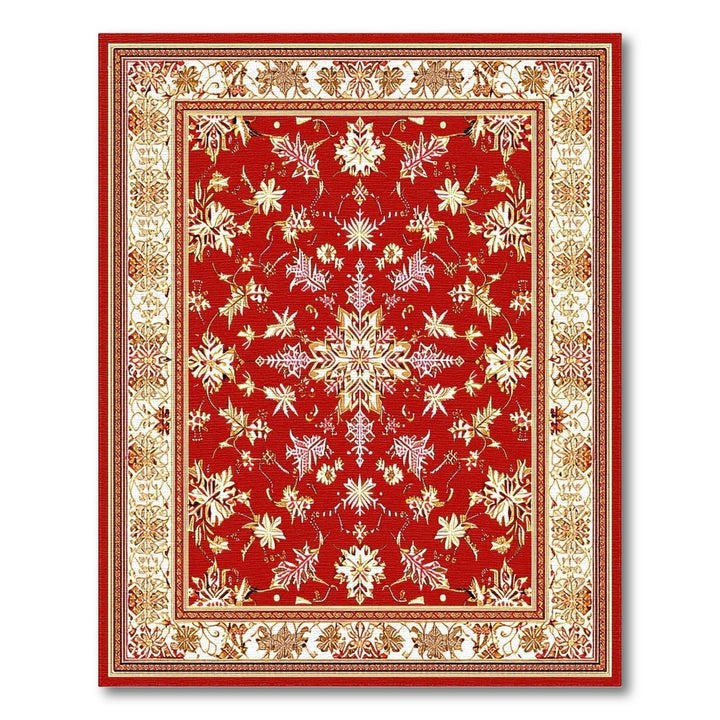 Red Floral Persian Area Rug with Gold Accents