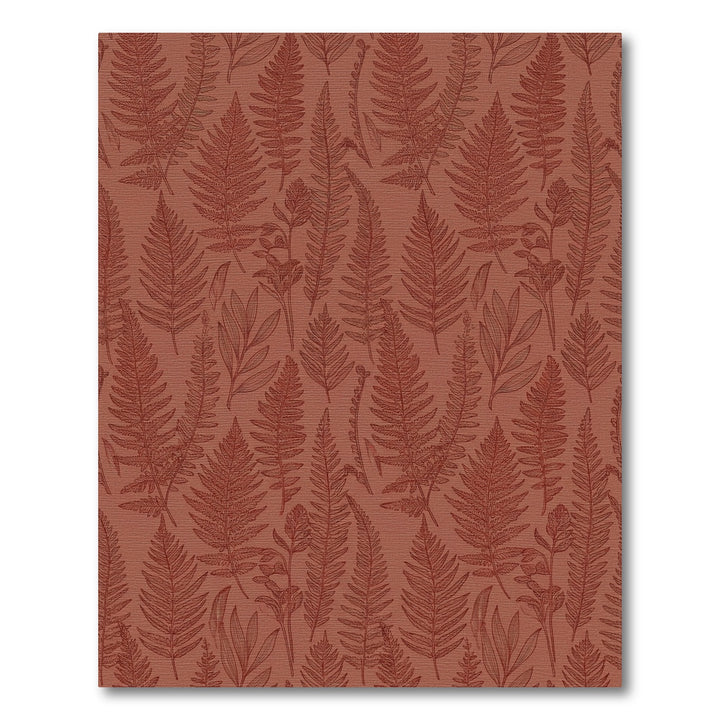 Terracotta Fern Foliage Intricate Sketch Rug