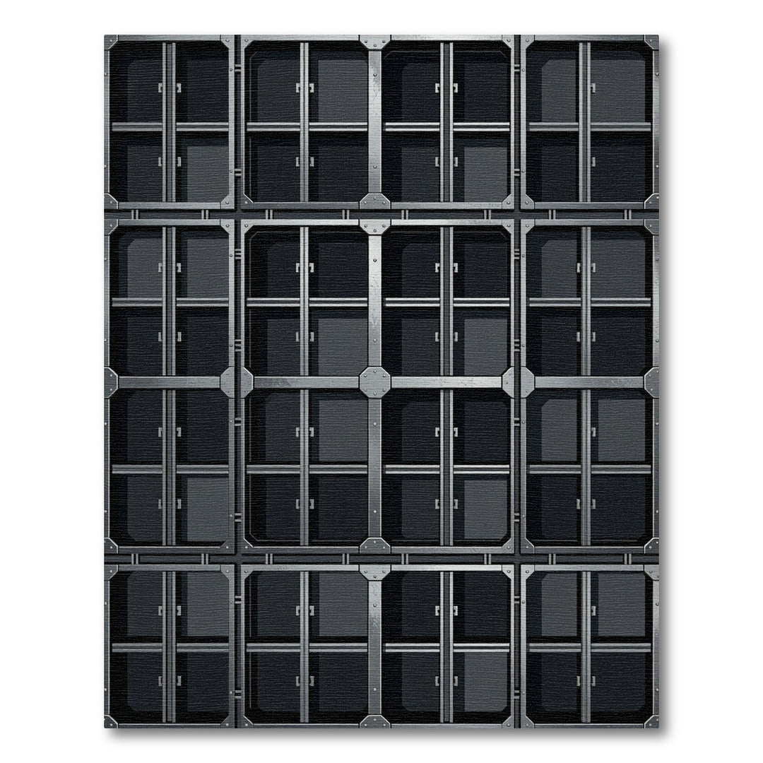 Industrial Gray Stacked Grid Rug