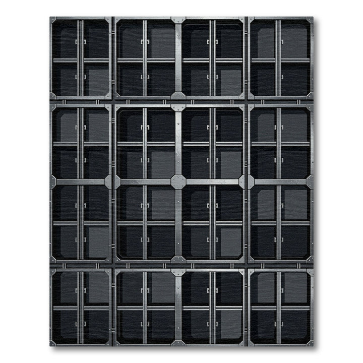 Industrial Gray Stacked Grid Rug