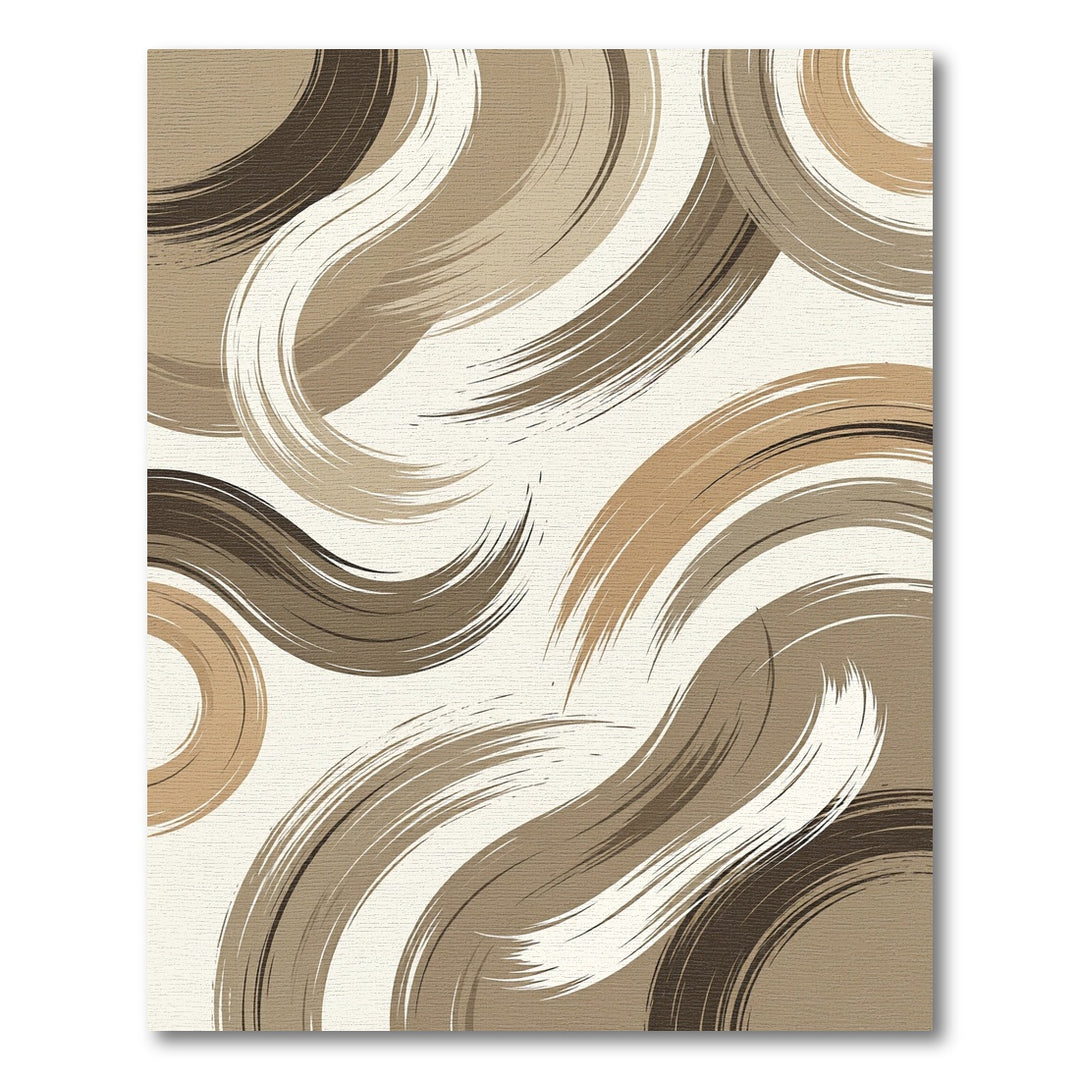 Brown Abstract Brushstroke Swirl Rug