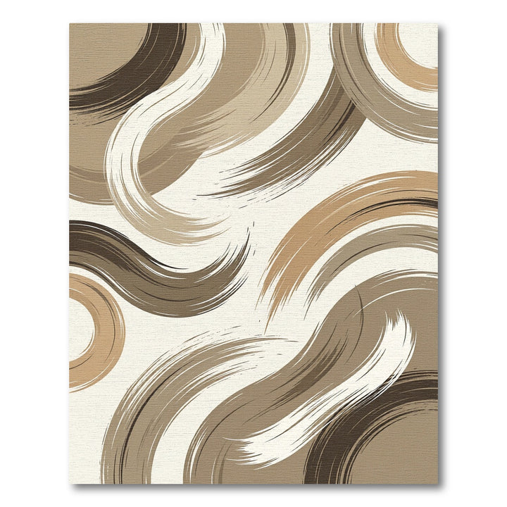 Brown Abstract Brushstroke Swirl Rug