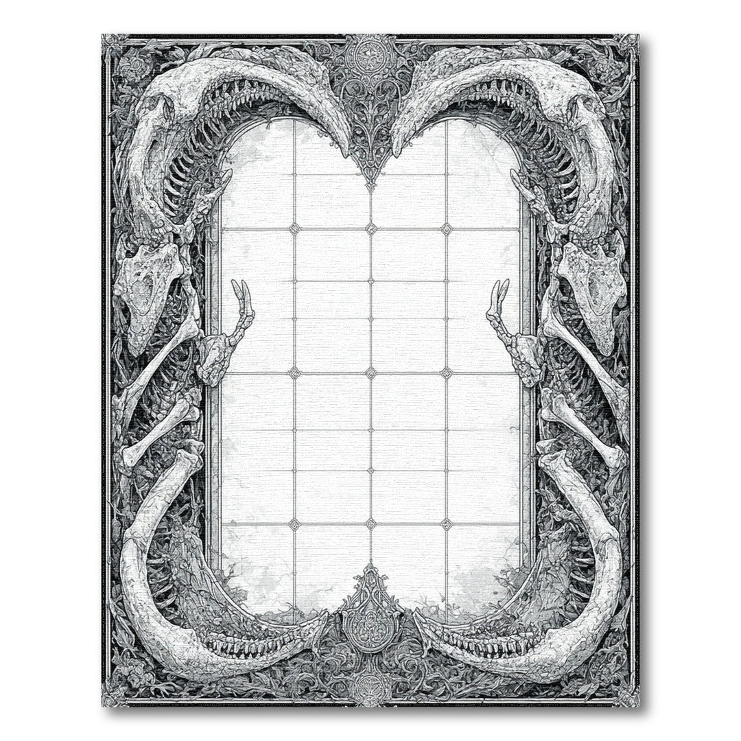 Dragon Skeleton Black White Area Rug