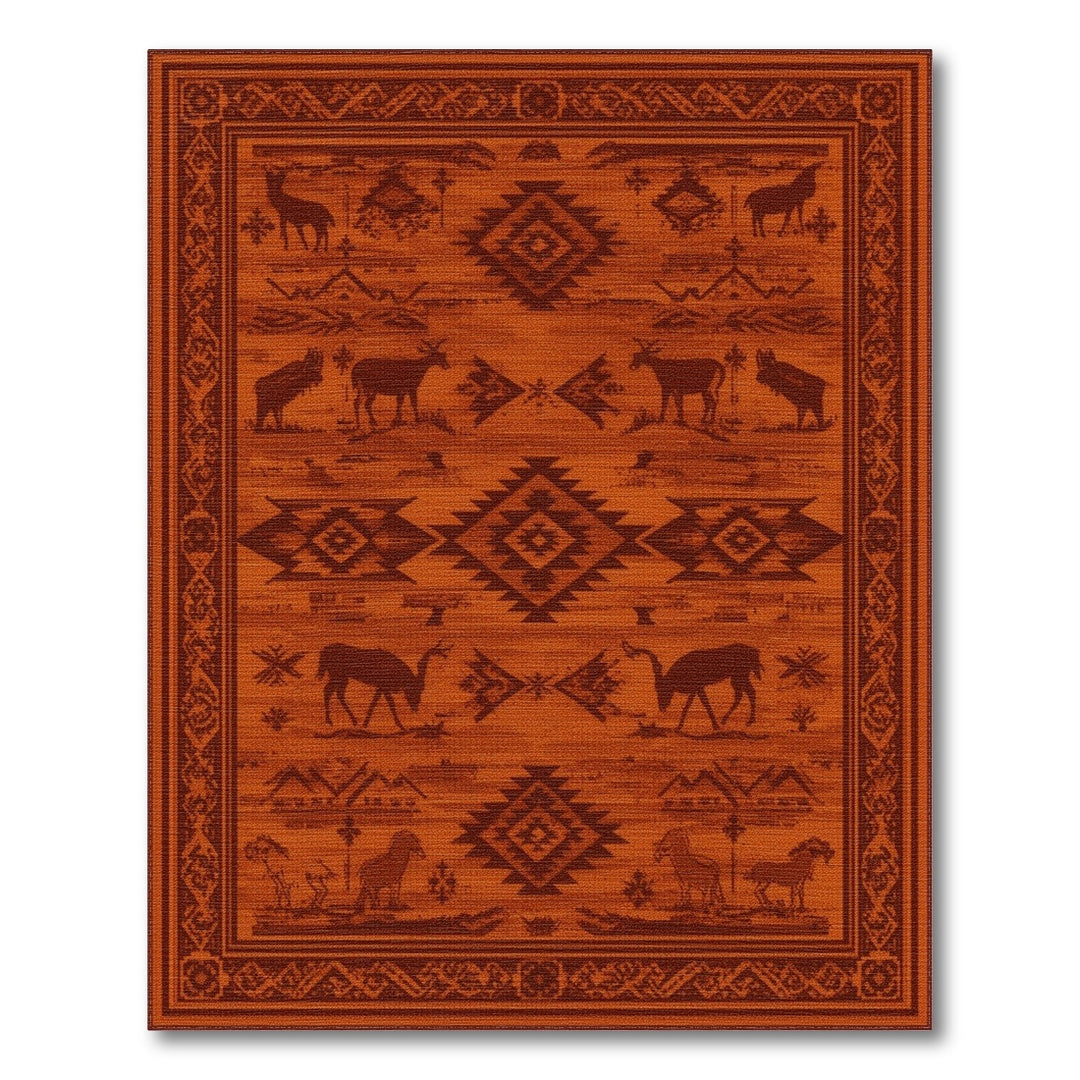 Orange Heritage Tribal Wildlife Area Rug