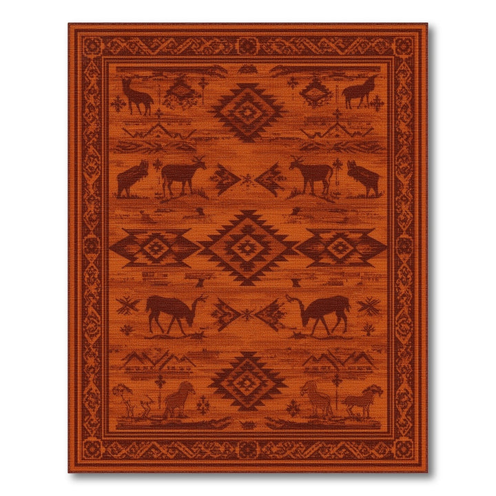 Orange Heritage Tribal Wildlife Area Rug