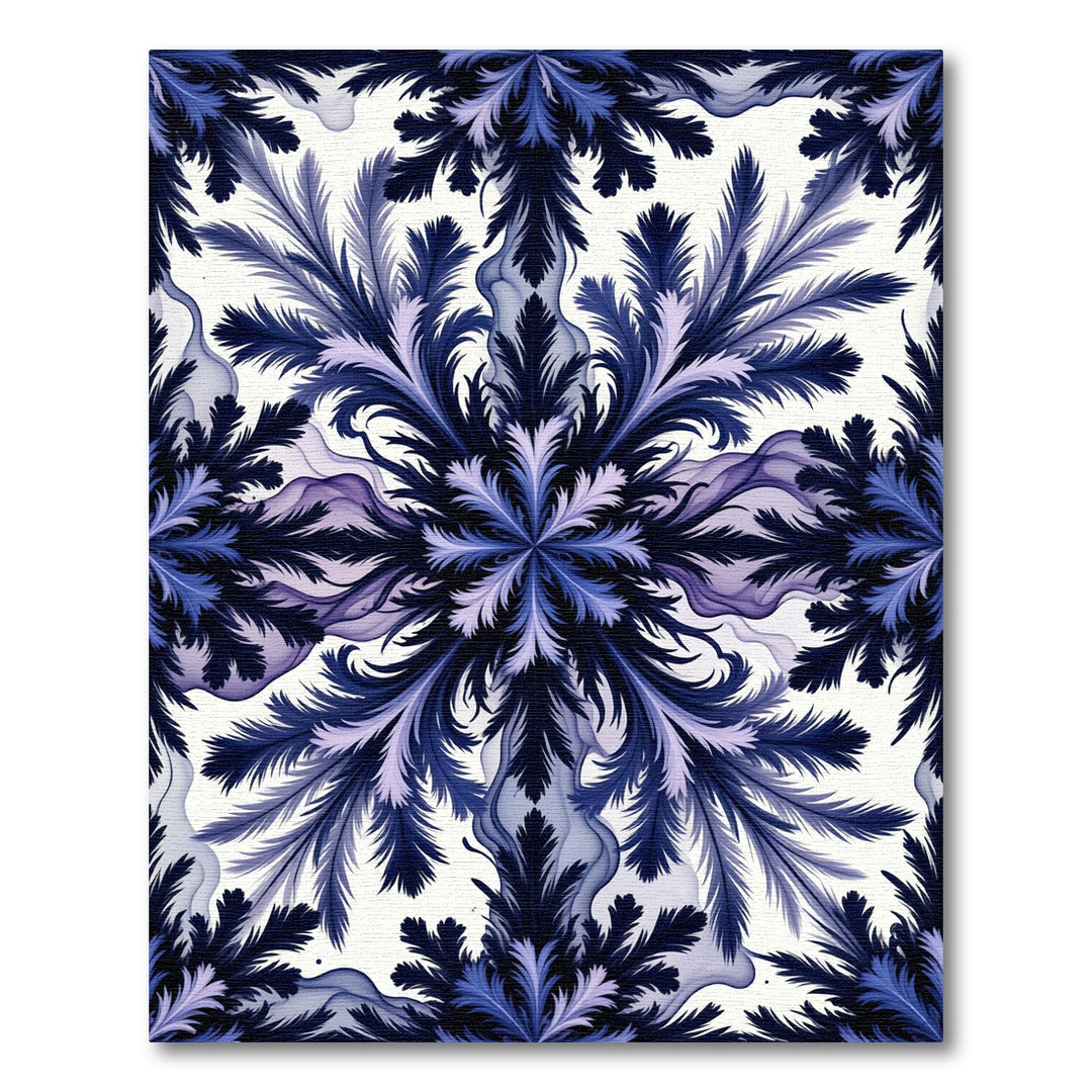 Deep Blue Frosty Flourish Medallion Rug