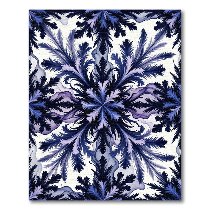 Deep Blue Frosty Flourish Medallion Rug