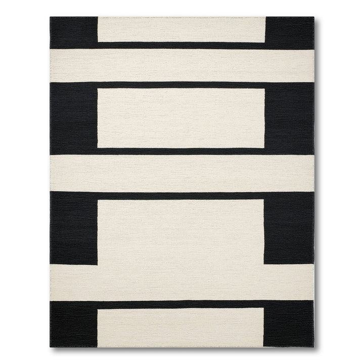 Black White Geometric Area Rug