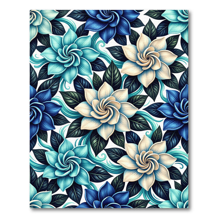 Chic Blue Floral Water Swirl Rug
