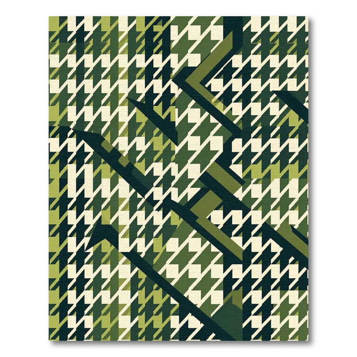 Geometric Houndstooth Green Accent Rug