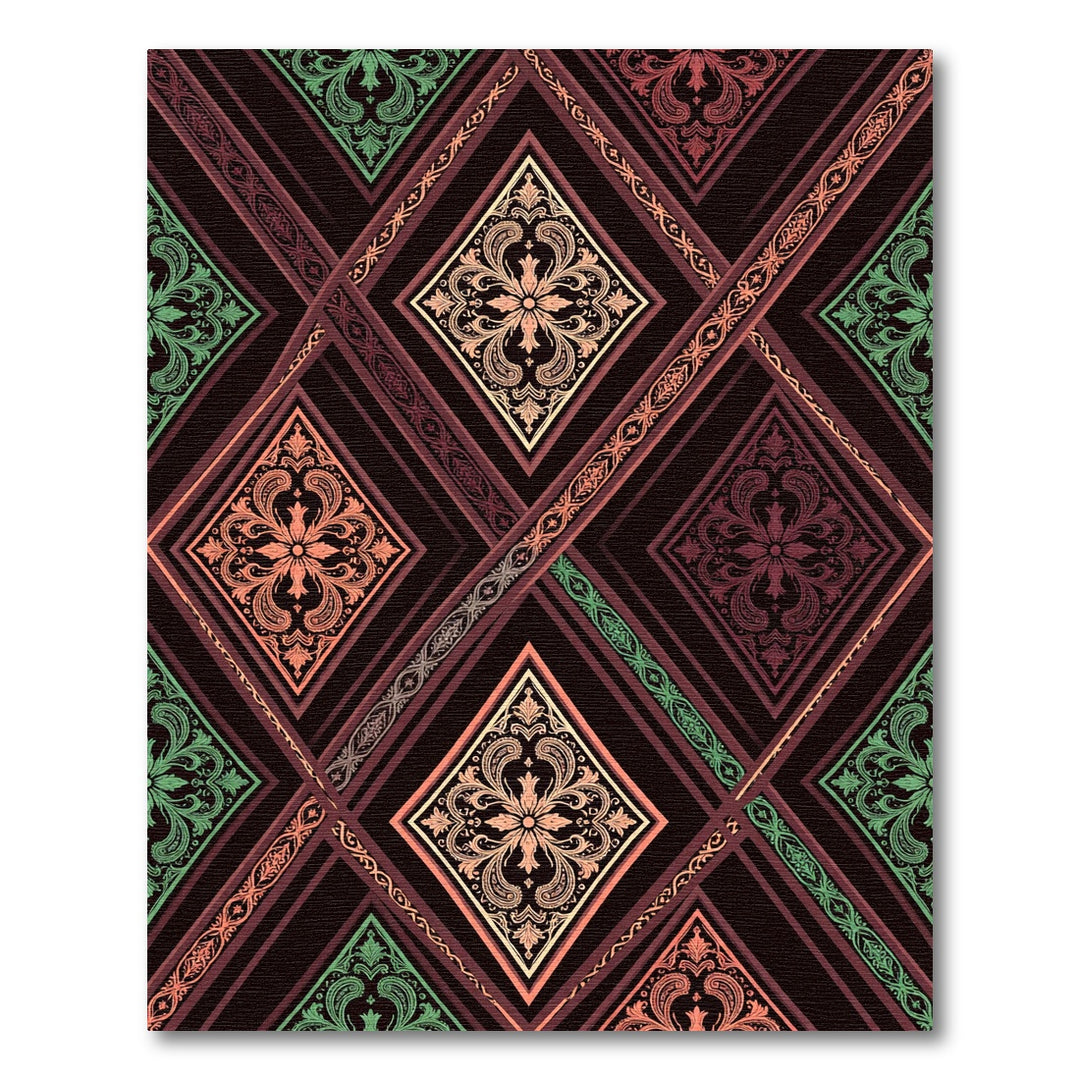 Ornate Paisley Diamond Geometric Medallion Rug