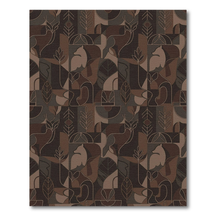 Woodland Creatures Earth Tones Abstract Rug