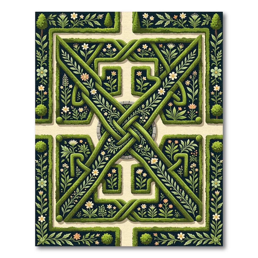 Green Topiary Garden Floral Knot Rug