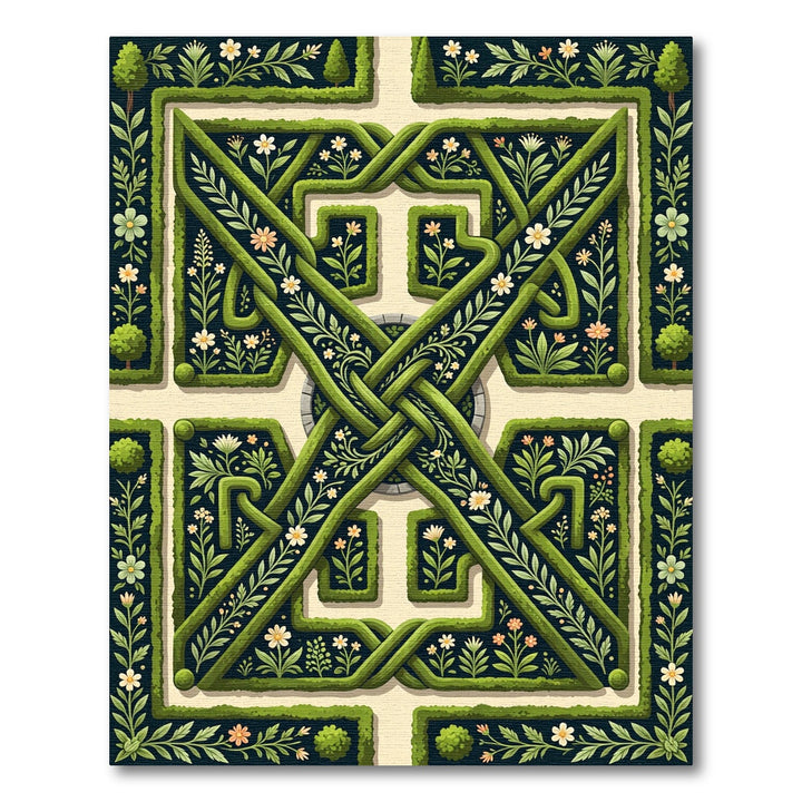 Green Topiary Garden Floral Knot Rug