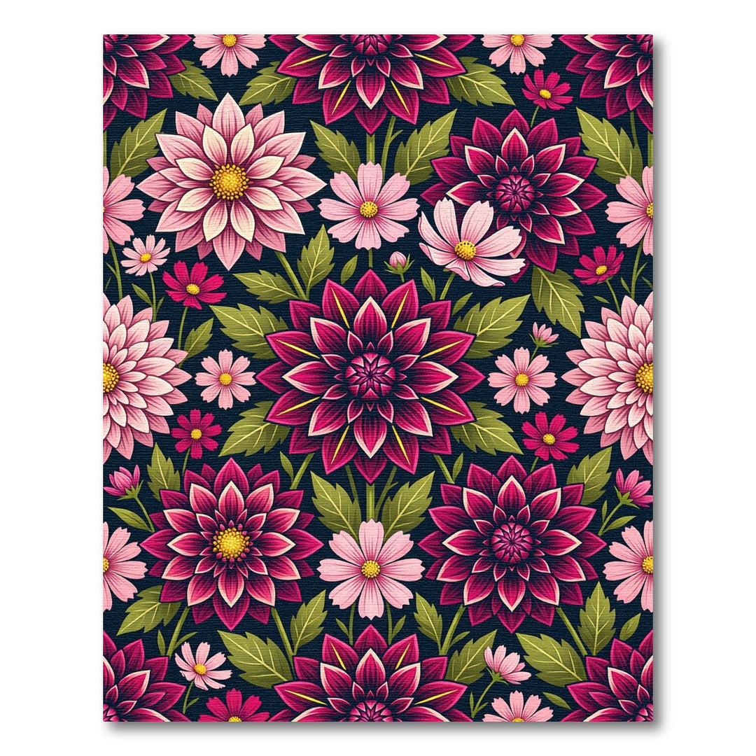 Vibrant Pink Dahlia Garden Wallpaper Rug