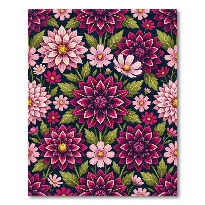 Vibrant Pink Dahlia Garden Wallpaper Rug