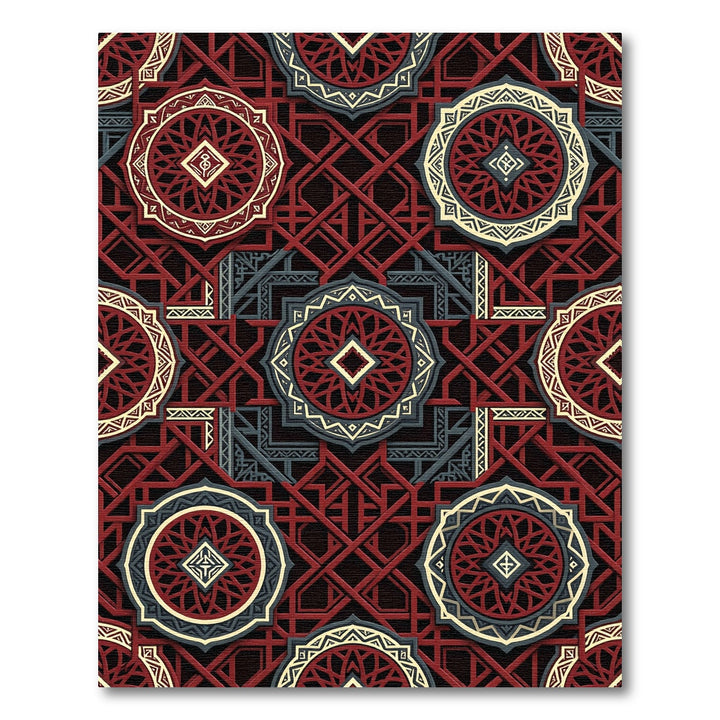 Intricate Red Geometric Medallion Rug