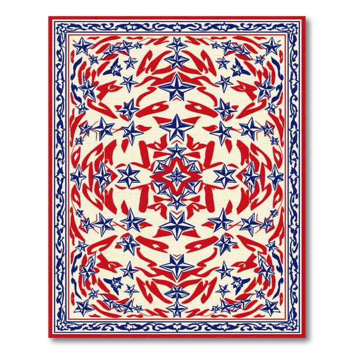 Red Blue Star Geometric Area Rug