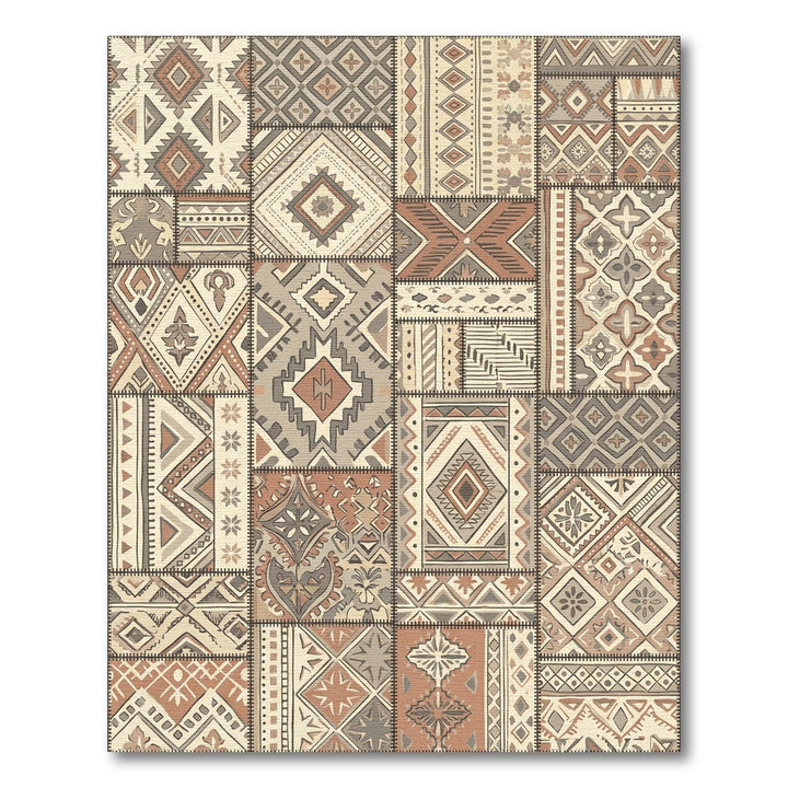 Earth Tones Patchwork Geometric Medallion Rug
