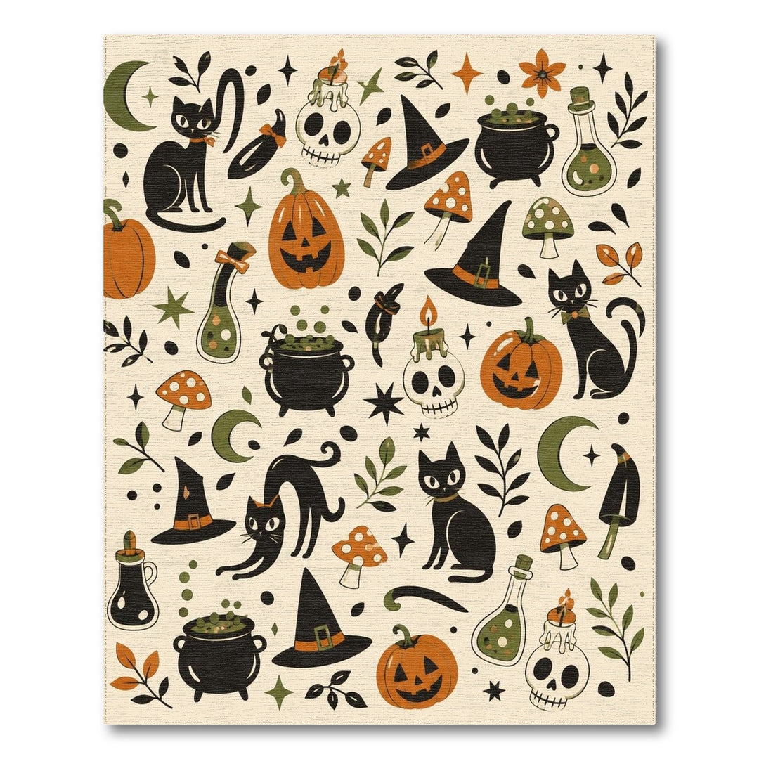Halloween Cats Pumpkin Washable Area Rug