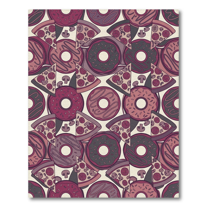 Crimson Creamy Donut Pizza Slice Fun Rug