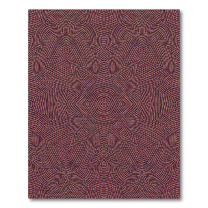 Crimson Geometric Symmetrical Lines Rug