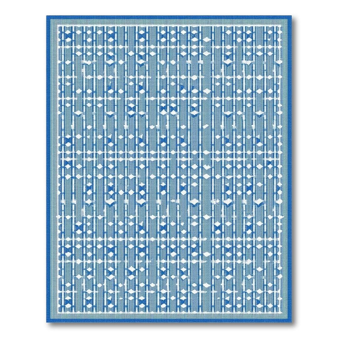 Blue Geometric Diamond Area Rug