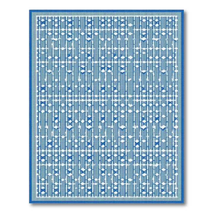 Blue Geometric Diamond Area Rug