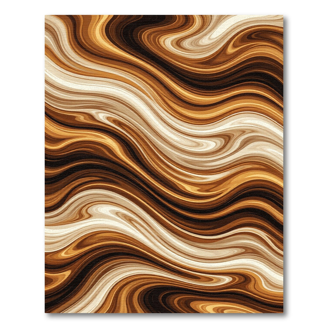 Rich Golden Swirl Abstract Wave Rug