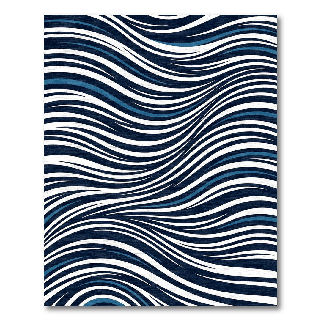 Navy White Blue Wavy Stripes Rug