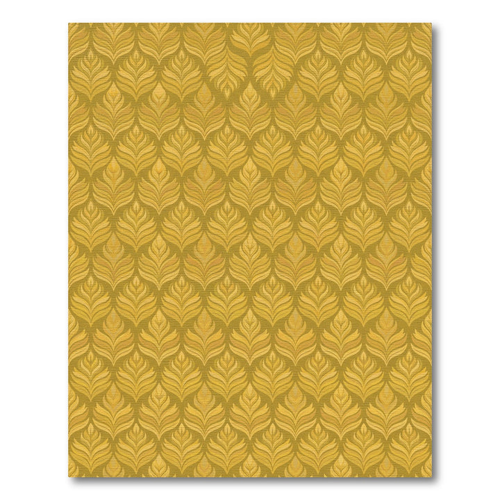 Golden Feathered Art Deco Arrangement Rug