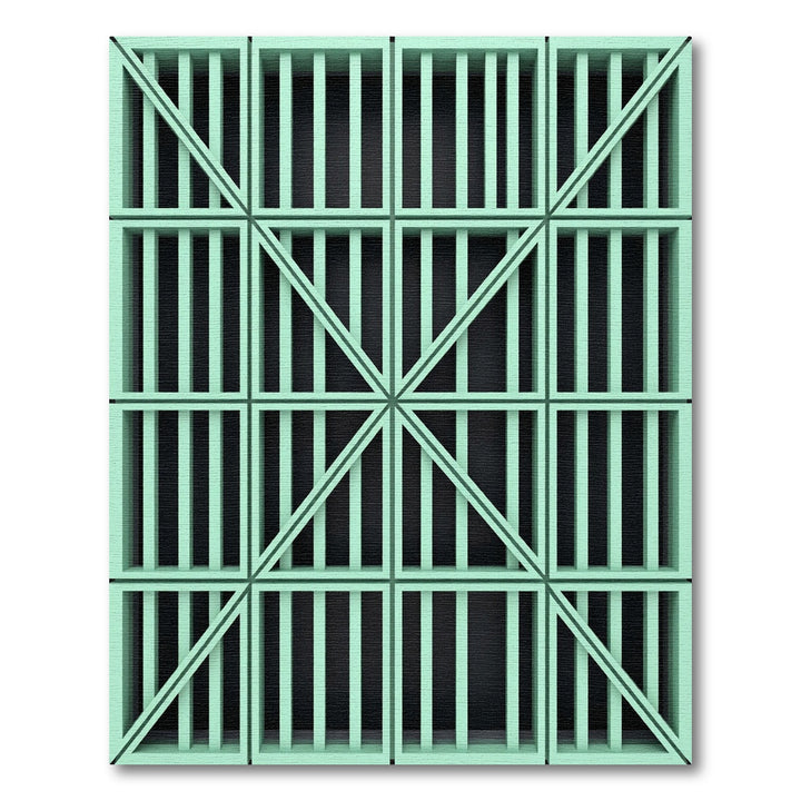 Pale Green Geometric Grid Lines Rug