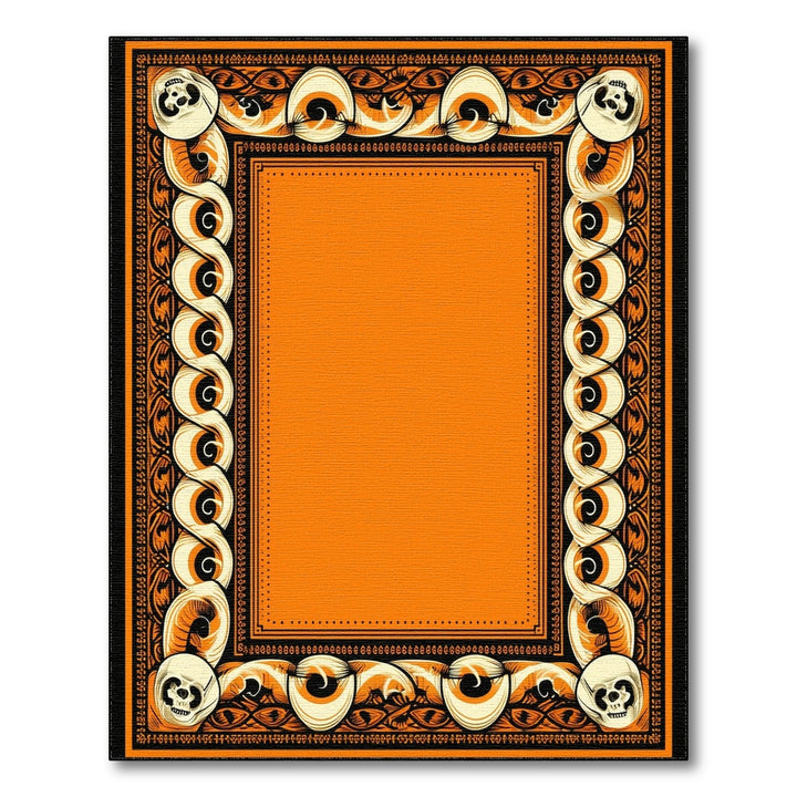 Orange Skull Tribal Border Area Rug