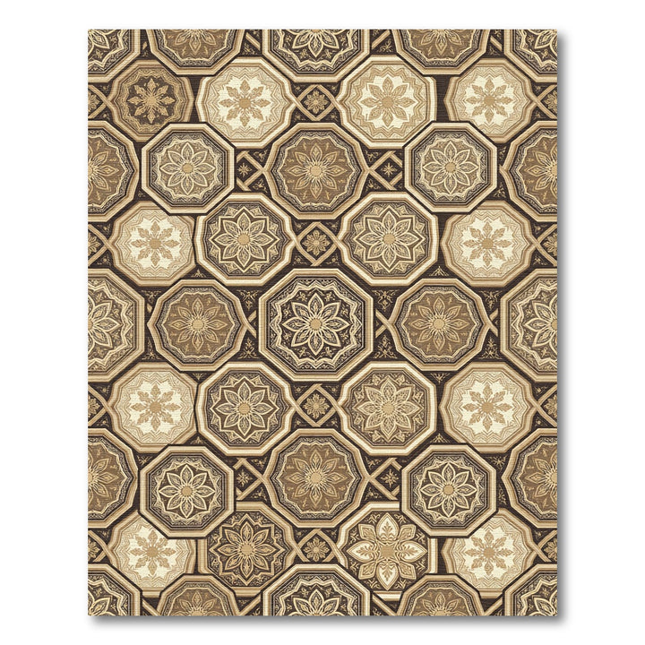 Ornate Brown Octagon Floral Rug