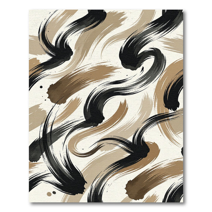 Abstract Black Brown Brushstroke Rug