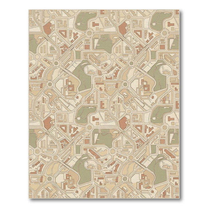 Terracotta Cityscape Road Map Texture Rug