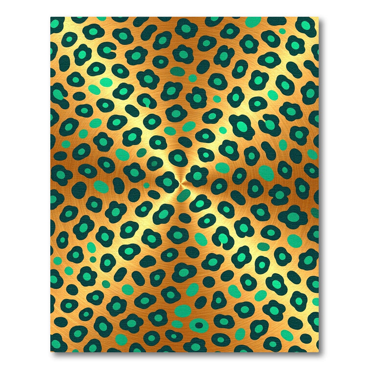 Golden Teal Leopard Spot Rug