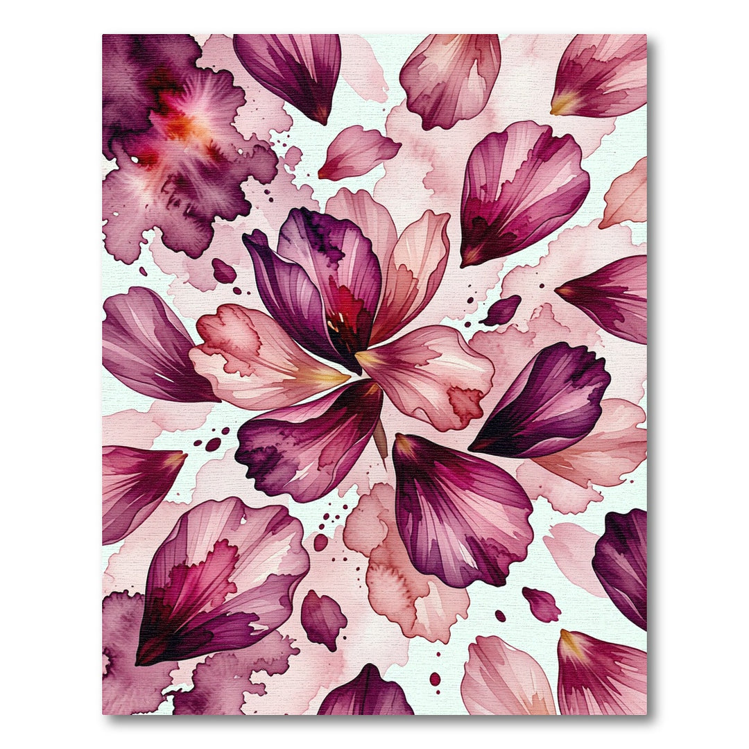 Vibrant Plum Pink Floral Watercolor Flow Rug