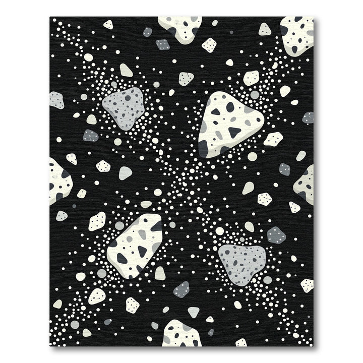 Modern Black Speckled Organic Shapes Rug
