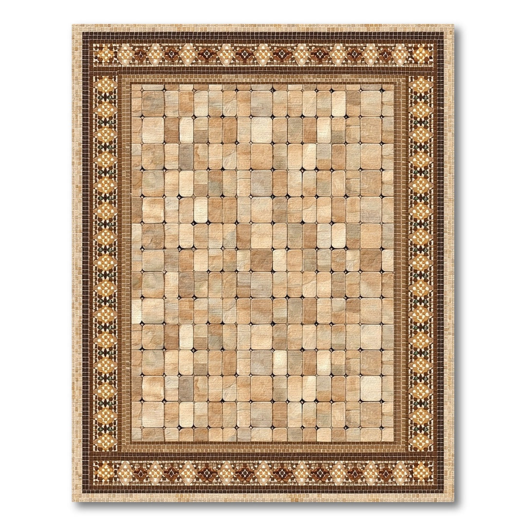 Brown Tan Mosaic Tile Area Rug
