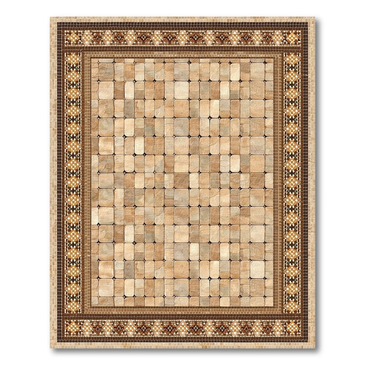 Brown Tan Mosaic Tile Area Rug
