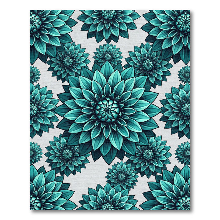 Teal Dahlia Floral Collage Rug