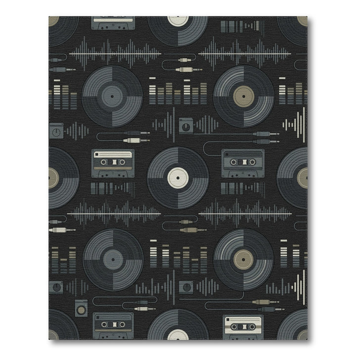 Retro Vinyl Cassette Equalizer Graphic Rug