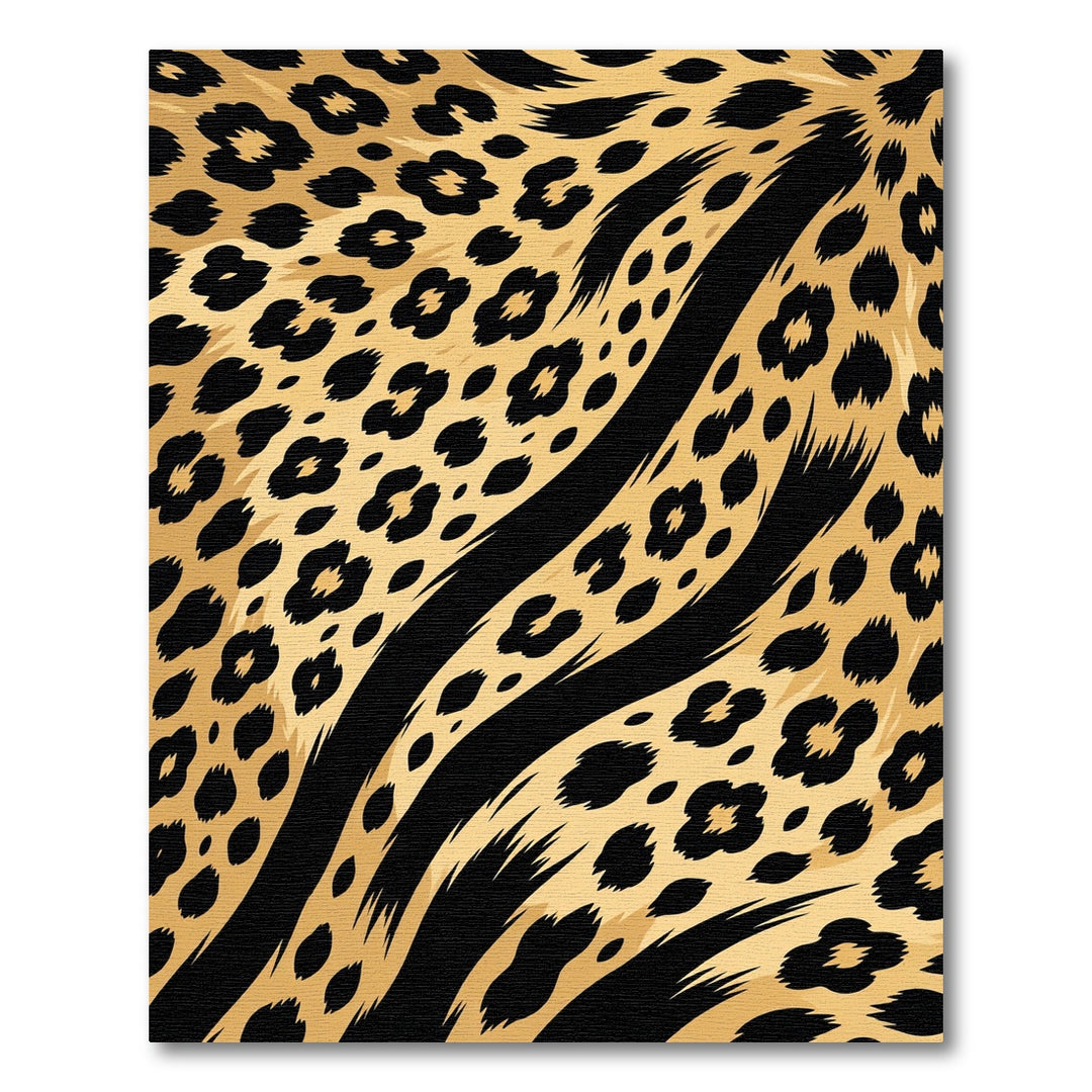 Golden Leopard Spots Black Stripes Rug