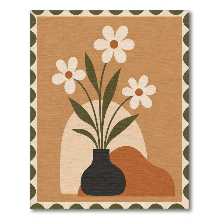 Vintage Floral Vase Brown Area Rug