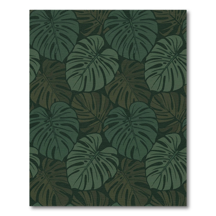 Deep Forest Monstera Leaf Arrangement Rug