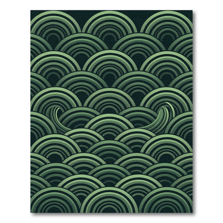 Concentric Green Wave Layers Rug
